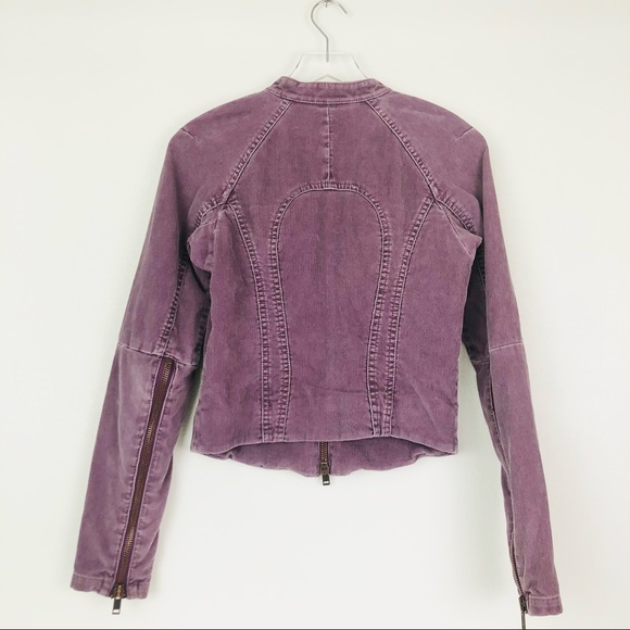 Earl Jean Purple Corduroy Moto Jacket with Zippered Sleeves - Picture 2 of 5